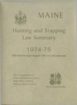 Maine Hunting and Trapping Law Summary, 1974-75