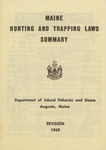 Maine Hunting and Trapping Laws Summary, Revision 1959
