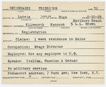 Alien Registration Card- Reirshagens, Fridriehs (Ellsworth, Hancock County) by Fridriehs Reirshagens