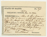 Maine Treasury Office Receipt for Albion K. Parris