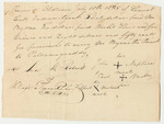 Receipt from Amos M. Roberts for Canoes and Provisions to Carry Mr. Byrne to Passamaquoddy