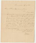 Letter from William Cole to Governor Parris Regarding His Petition