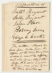 Depositions of Nathaniel Bryant, Sally Bryant, John Place, Rodney Jones, Eliza A. Curtis, for Dr. Moses Call's Alibi
