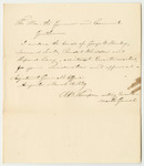 Communication from A.B. Thompson, in Relation to the Bonds of Rendol Whidden, Shepard Carr, George W., and Samuel Soule, Assisstant Quartermasters