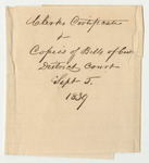 Bills of Cost at the District Court for the Eastern District in Washington County, September Term 1839
