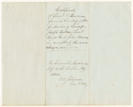 Certificate of Samuel P. Benson, former Secretary of State, for services of himself, Joseph Burton, Samuel Wood Jr., and John Brown, in completing the records to January 12, 1842