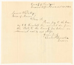 Letter from Charles P. Chandler to James White relating to payment for criminal costs