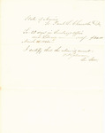 Receipt of Payment to P.C. Chandler for Services in the Secretary's Office and the Library