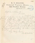H. N. Bolster sending a check for $120.00 to pay for rifle muskets sent to Paris