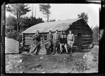 Architecture- Many Scout In Front Of Log Cabin In Dover by George French