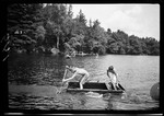 Square Boat 2 Boys Paddle Boat On Lake by George French