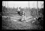 Log Cabin 2 Men Work On Log Cabin by George French