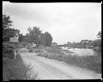 Inlet On Left, Road Goes Right, Mother And Children With Baby Carriage On Road, Car And House On Right--east Blue Hill by George French