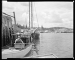 Lobsterman With "Lobster Car" Near Boat, Schooner Stephen Taber Behind In Boothbay Harbor by George French