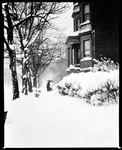 People Walking In Snowstorm Up The Steps Of A House In Newark, New Jersey by George French