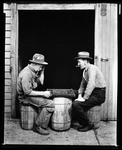 Two Old Men Playing Checkers In Front Of Barn Door In Newark New Jersey by George French