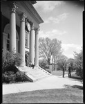 Students Outside Front Of Large Pillared Porch On Bates College Campus by George French