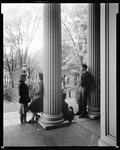 Students Talking Near A Large Pillar On A Porch At Bates College by George French