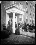 Students Outside Near Door Of Building On Campus Of Bates College by George French