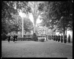 Many Navy Students At Formation Near Flag Pole On Mall On The Bates College Campus by George French