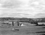 Long View From Hillside Towards Mountain Range, Eliot School Low Center, Lake On Right In Parsonsfield by George French