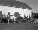Men Cutting Firewood With Power Saw On A Horse Drawn Wagon by George French