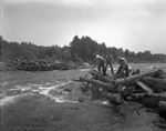 Men Clearing A Log Jam On A River by George French