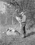 Hunter Loading Shotgun, Dead Fox On Rock Nearby ( Hussey With Shotgun) by George French
