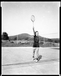Model, Natalie Caston, Reaching For A High Tennis Ball Near The Net by George French