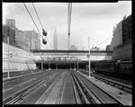 View From Tracks Of Penn Station Railroad Of Terminal Building by George French