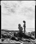 Mother And Little Girl On Rocks At Kennebunk Beach by George French
