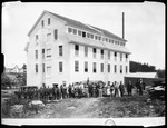 Old Mill, First Built In Kezar Falls, With Workers Out Front. by George French