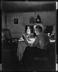 George Reading By Lamp Light In Kezar Falls by George French