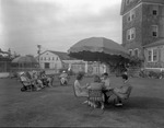 People Lounging Around Outdoors At A Hotel In Kennebunk, Narragansett House by French George