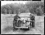 Two Hunters Tying A Buck Onto The Hood Of A Car In Parsonsfield by French George