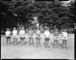Girls Taking Tennis Lessons At Camp Wavus In Jefferson by French George