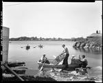 A Group Of Boys Rowing In Cape Porpoise Harbor by George French