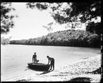 Two Men Returning From Fishing In A Canoe On Long Pond In Parsonsfield by George French