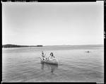 A Couple In A Canoe Paddling Toward Shore At Sebago by George French