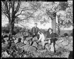 Two Hunters And A Dog By A Stone Wall At Libby Hill In Porter by George French