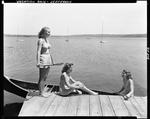 Three Young Women Getting Ready To Go Out Canoeing In Jefferson by George French