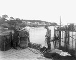 Fisherman Showing Two Boys How To Rig A Trap In New Harbor by George French