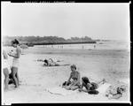 A Group Of People At Gooches Beach In Kennebunk by George W. French