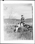 Hunter And Dog Beside A Stone Wall by George French