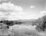 Man Standing On Bank Of Androscoggin River, Distant Mountain Views In Bethel by George French