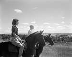 Man And Woman On Horseback On A Hill Overlooking A Lake In Jefferson by George French