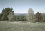 Field, Piece Of Lake With Snowcapped Mountain In Distance, Stone Wall Center by George French