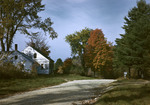 Tree Lined Road Past Old Farmhouse In Parsonfield In Fall by George French