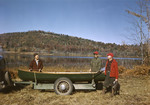 Three Men Returning From Duck Hunting, They Have A Canoe On A Trailer by George French