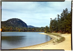 Sand Beach, Lake, Mountian And Fall Colors At Echo Lake In Conway, N.H. by George French